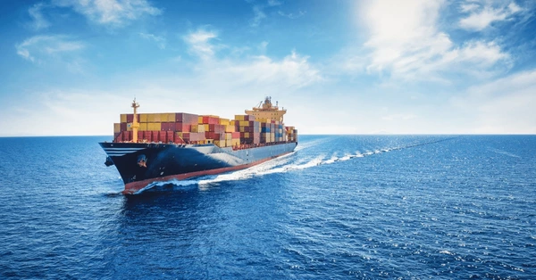 Container vessel sailing across the Indian Ocean